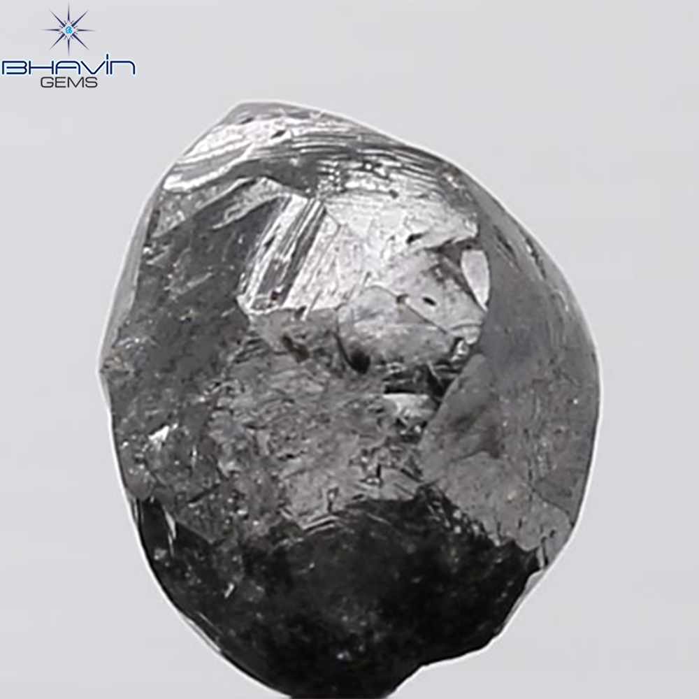 0.44 CT ラフシェイプ ナチュラル ダイヤモンド ブラック グレー (ソルト アンド パッパー) カラー I3 クラリティ (4.95 MM)