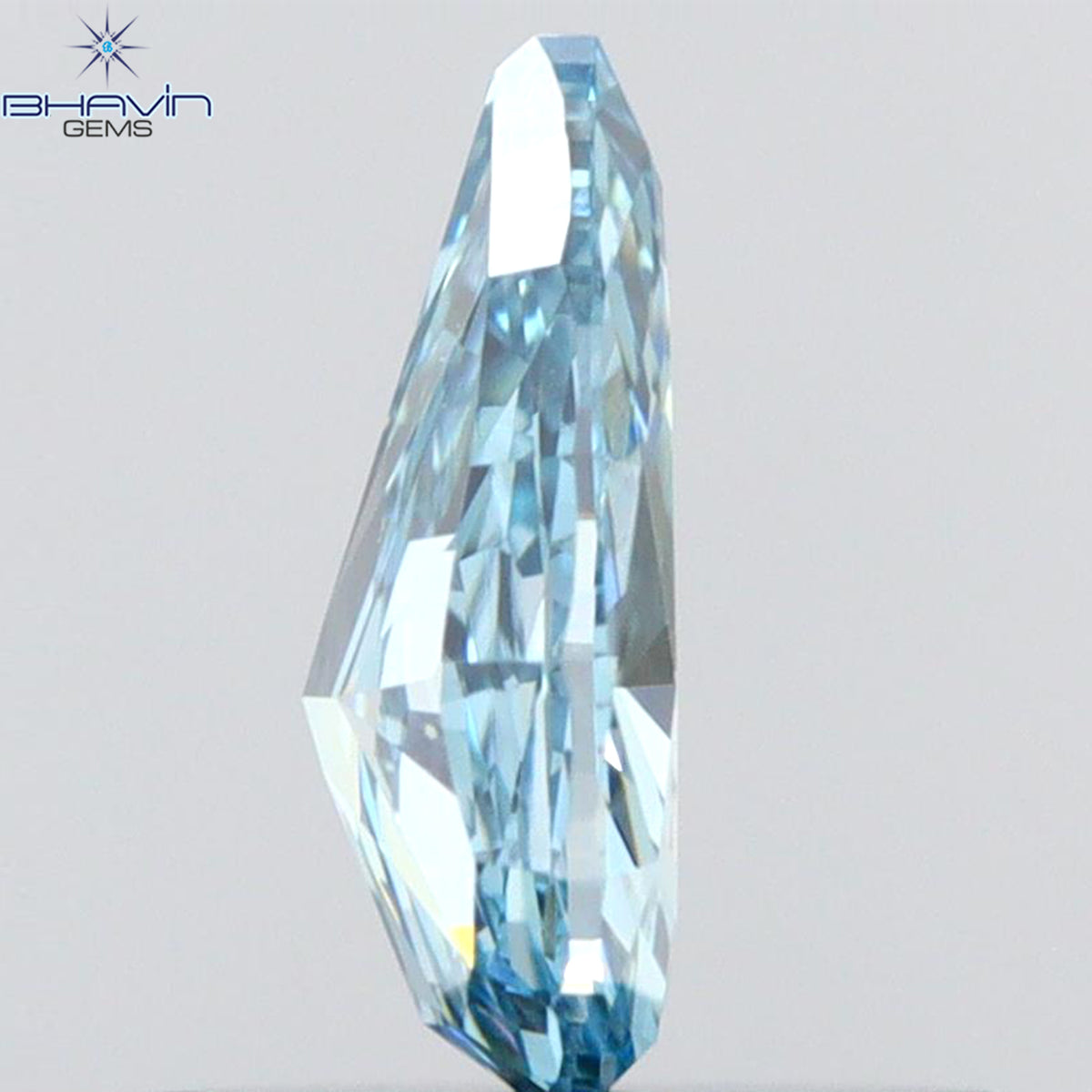 0.41 CT Natural Pear Diamond Enhanced Intense Blue Color Clarity VS1 (6.56 MM)