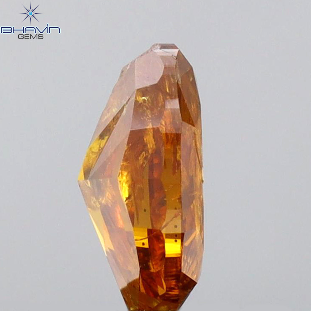 1.02 CT Oval Shape Natural Diamond Orange Color I3 Clarity (7.04 MM)