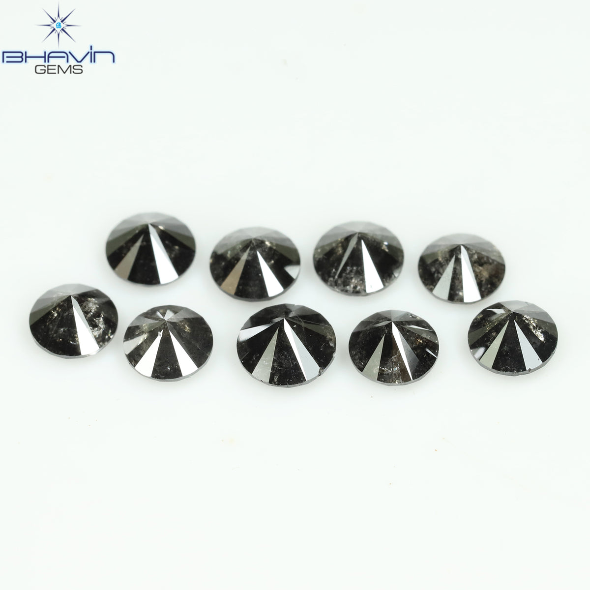 1.00 CT/6 個 ラウンド シェイプ ナチュラル ルース ダイヤモンド ソルト アンド ペッパー カラー I3 クラリティ (3.52 MM)