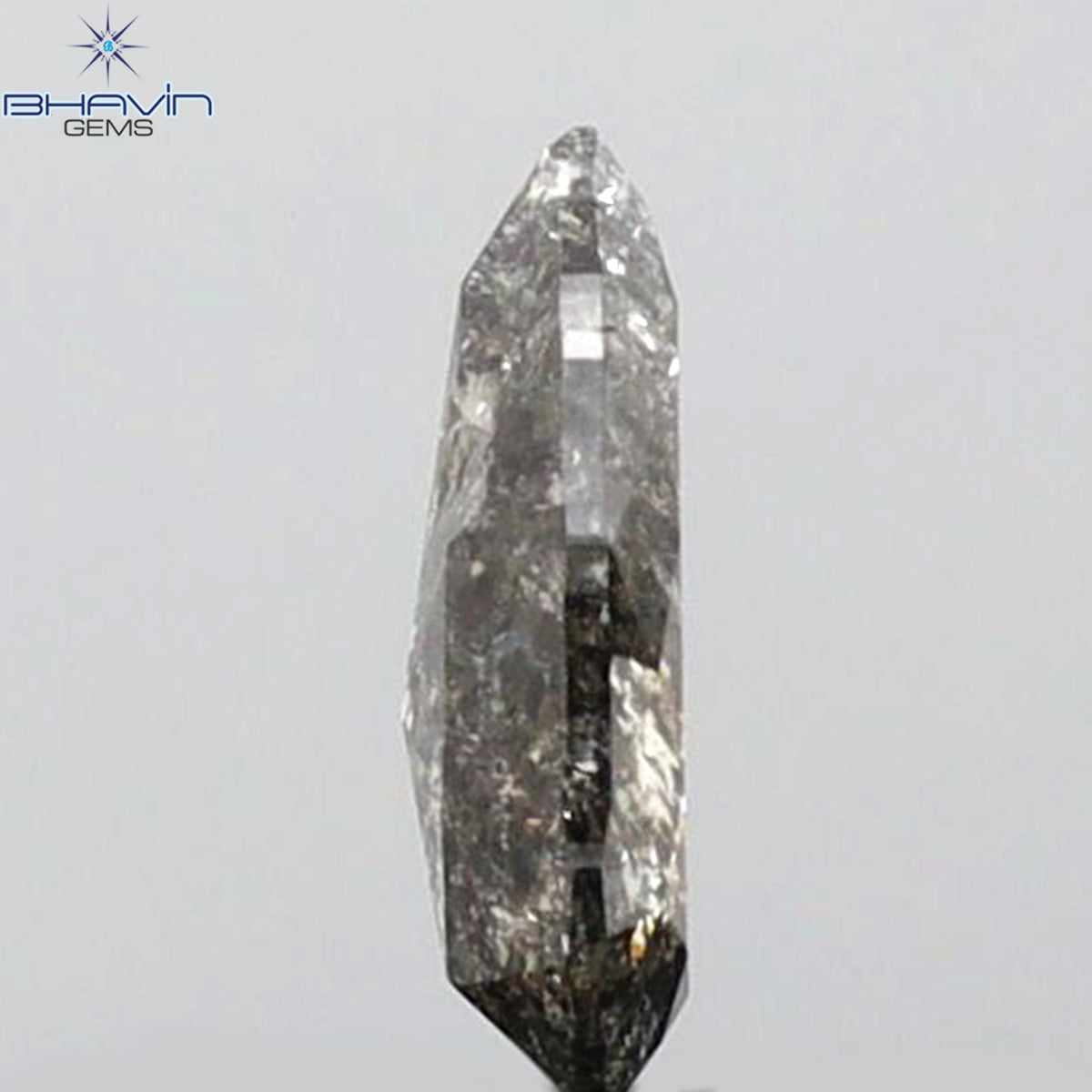 0.33 CT ペアシェイプ 天然ルースダイヤモンド ソルト＆ペッパーカラー I3 クラリティ (6.09 MM)