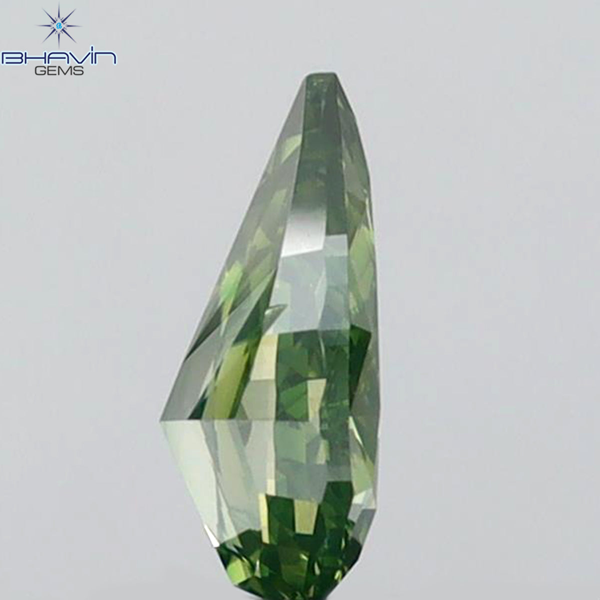 0.61 CT Natural Pear Diamond Enhanced Vivid Green Color Clarity VS2 (7.22 MM)