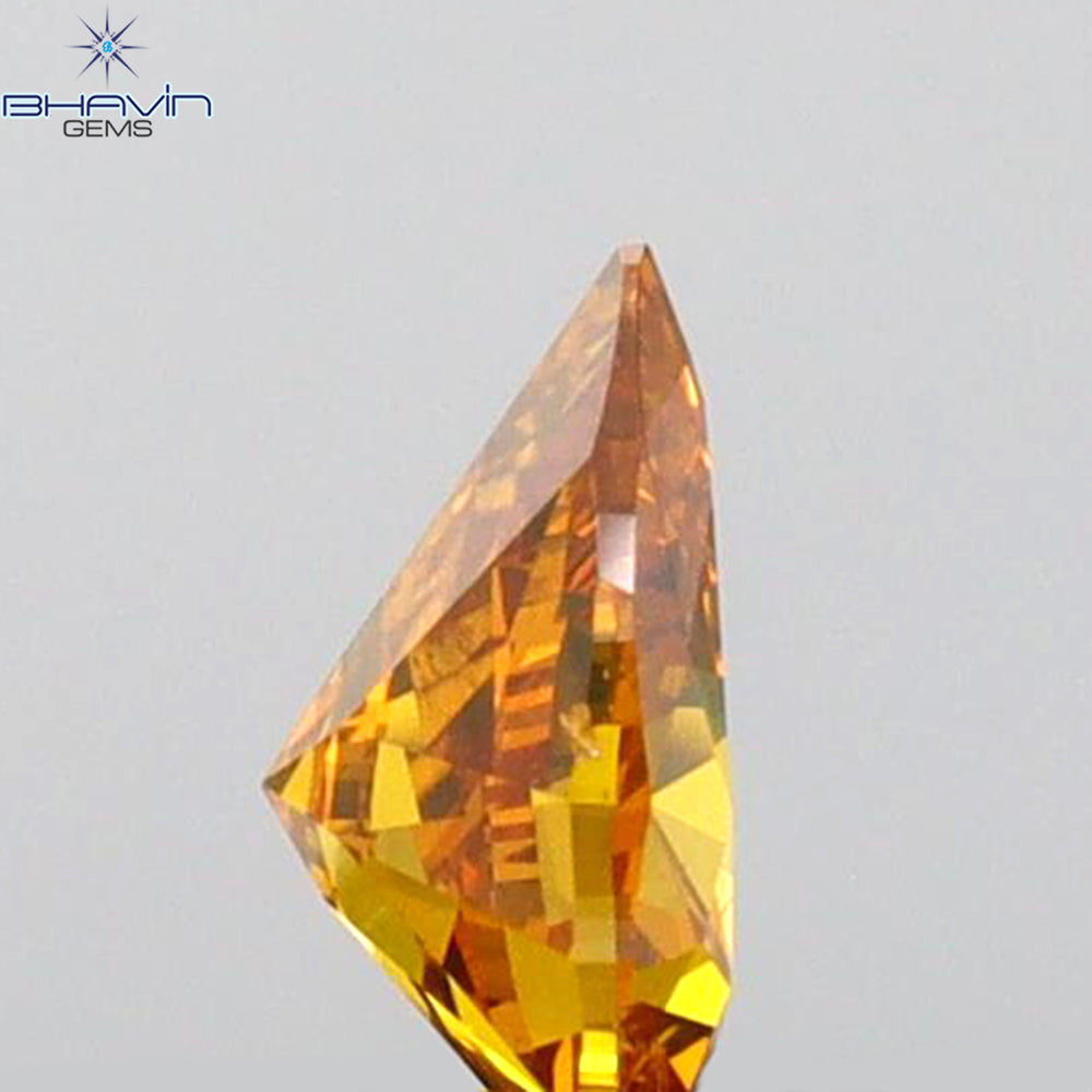 0.23 CT Pear Shape Natural Diamond Orange Color I1 Clarity (4.90 MM)