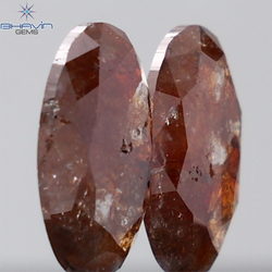 5.12 CT(2 Pcs) Oval Shape Natural Diamond Raddish Color I3 Clarity (13.01 MM)