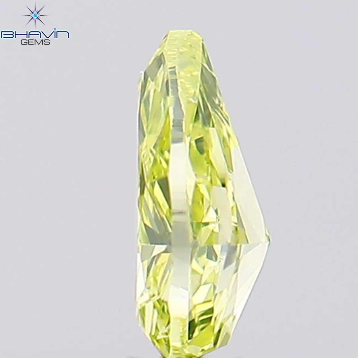0.38 CT ペアシェイプ ナチュラル ダイヤモンド 緑がかった黄色 VS1 クラリティ (5.55 MM)
