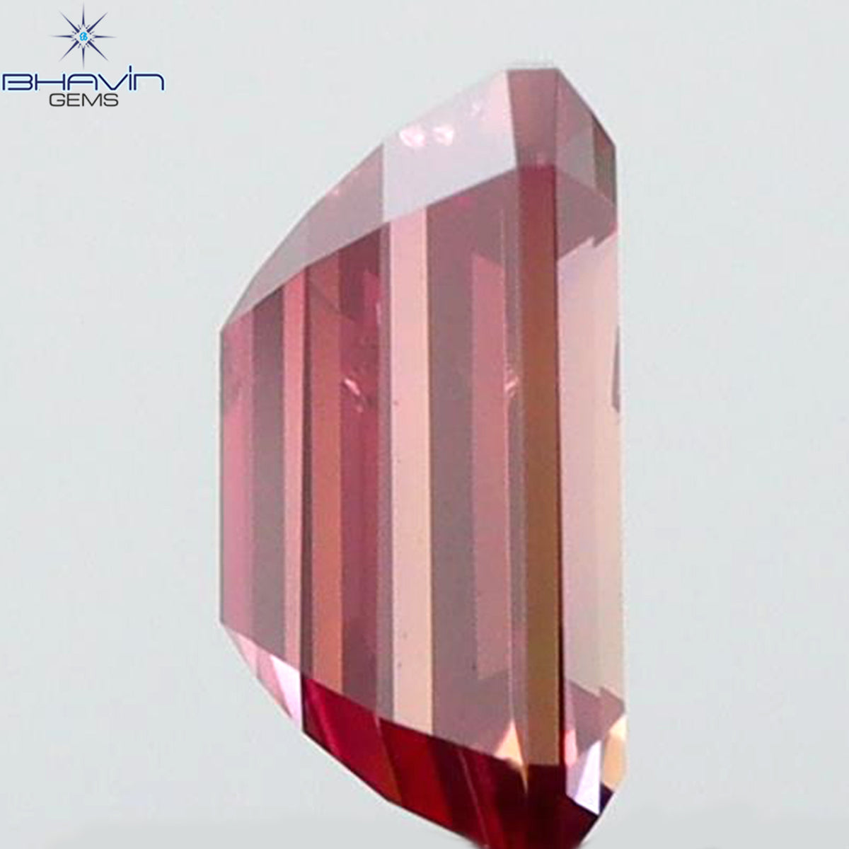 0.39 CT エメラルドシェイプ 天然ダイヤモンド ピンクカラー VS1 クラリティ (4.88 MM)