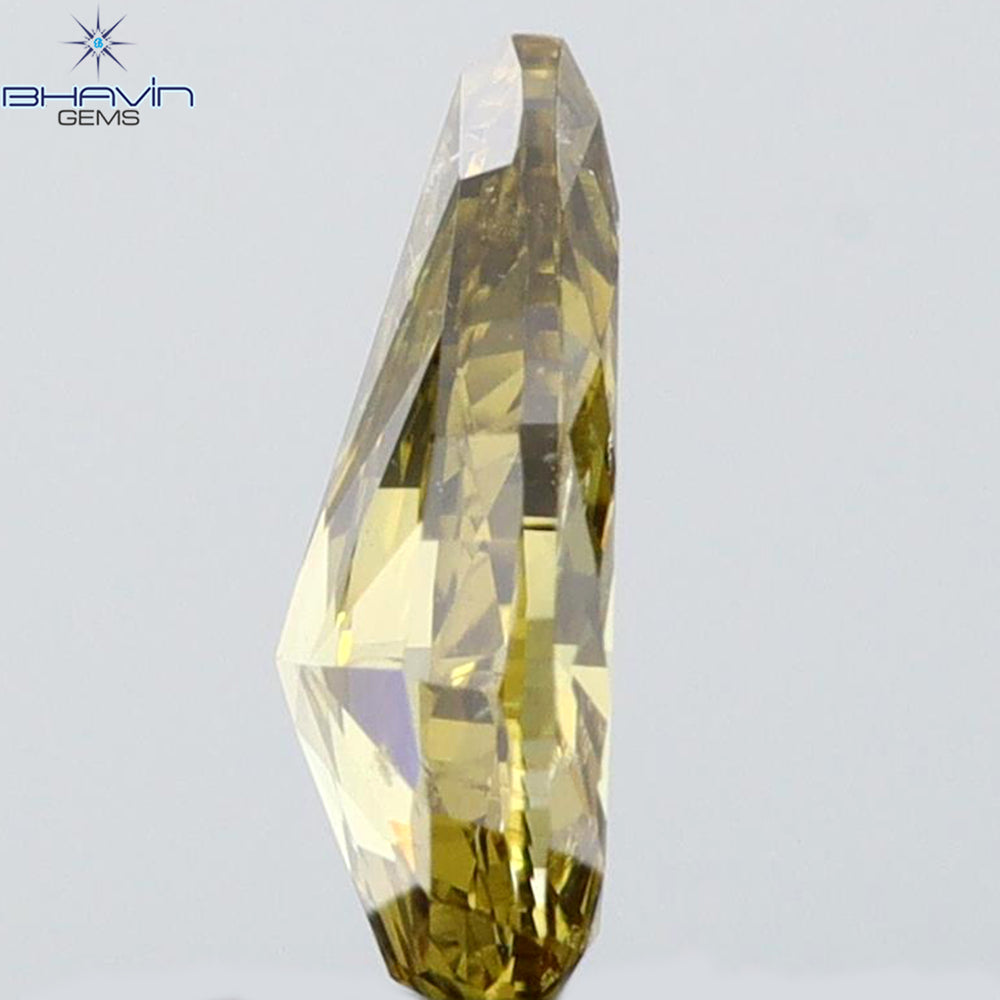 0.35 CT Pear Shape Natural Diamond Green (Chameleon) Color SI2 Clarity (6.28 MM)