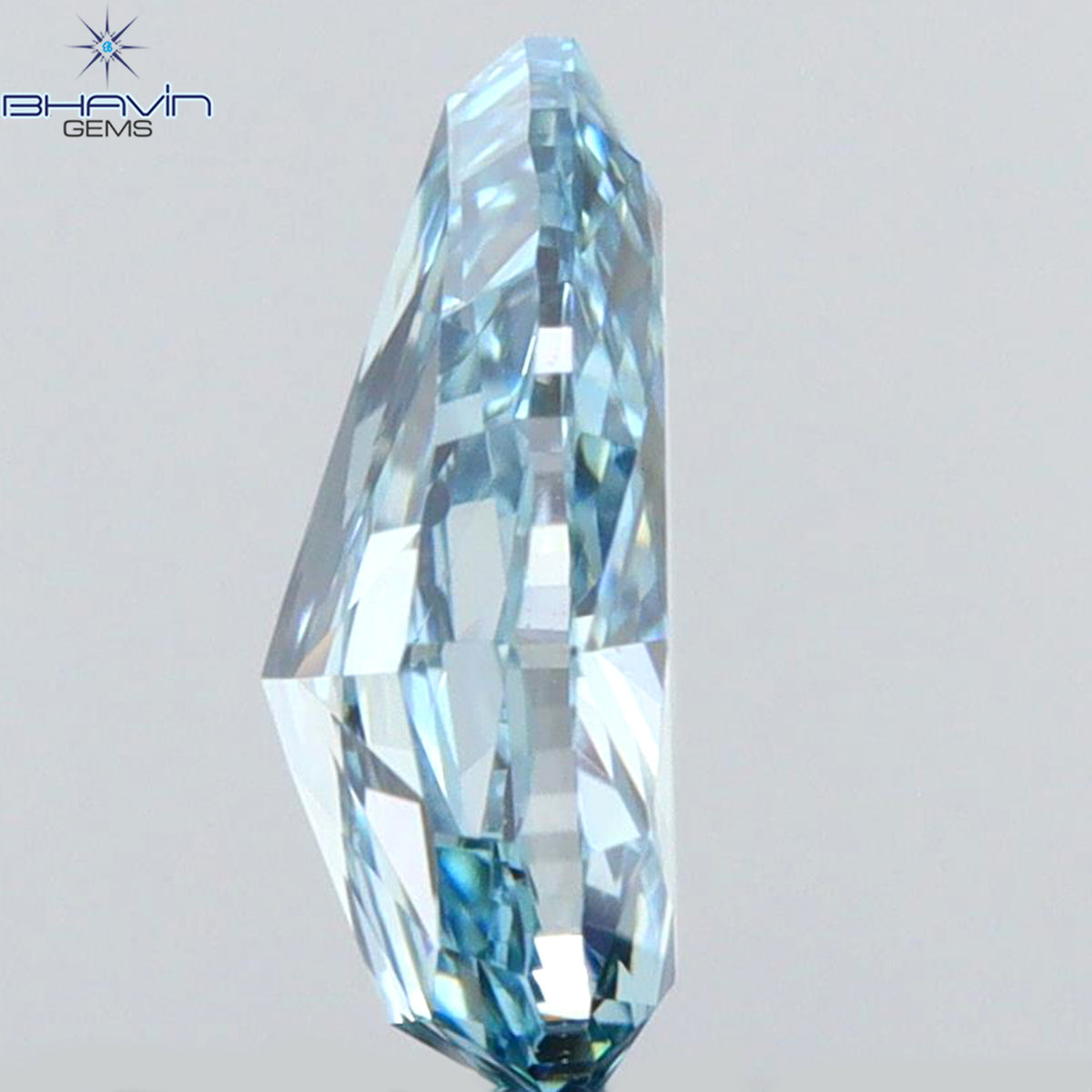 0.52 CT Natural Pear Diamond Enhanced Intense Blue Color Clarity VS1 (6.43 MM)