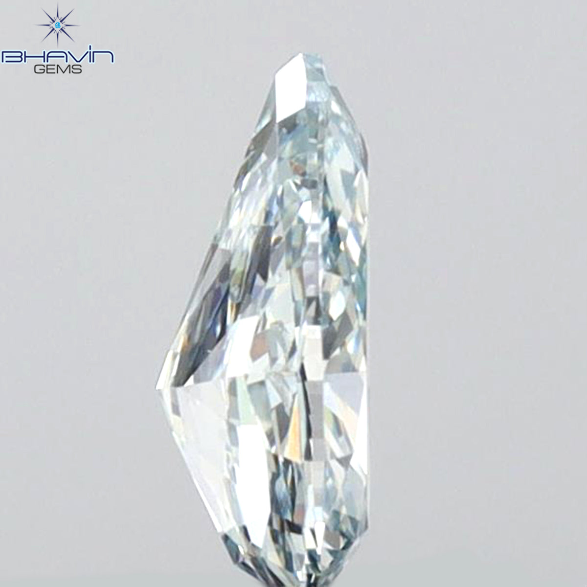 0.46 CT Natural Pear Diamond Enhanced Intense Blue Color Clarity VS1 (6.58 MM)