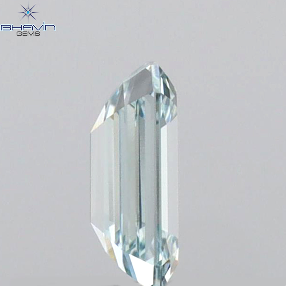 0.38 CT エメラルド シェイプ ナチュラル ダイヤモンド グリーンがかったブルー カラー VS1 クラリティ (4.87 MM)