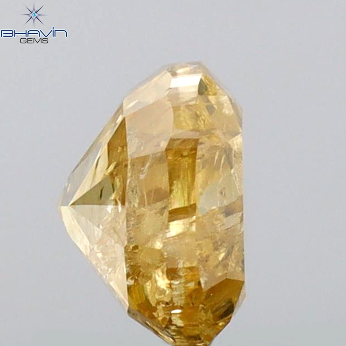 1.08 CT クッションシェイプ 天然ダイヤモンド ブラウンイエローカラー I3 クラリティ (5.71 MM)