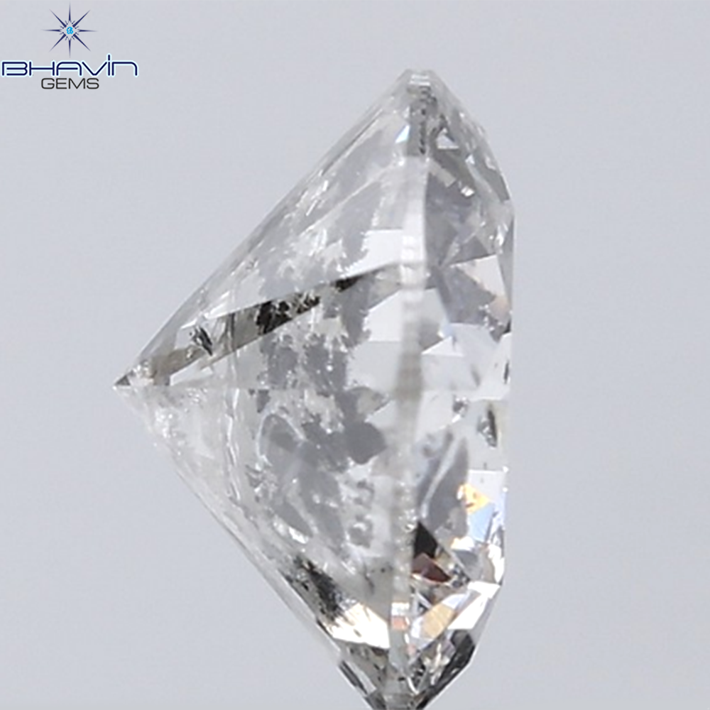 0.44 CT ラフシェイプ ナチュラル ダイヤモンド ブラック グレー (ソルト アンド パッパー) カラー I3 クラリティ (4.95 MM)