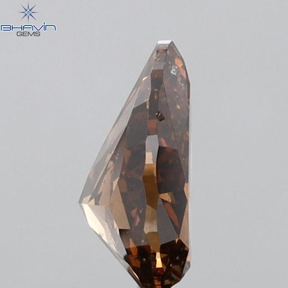 0.46 CT Pear Shape Natural Diamond Red Brown Color SI1 Clarity (6.10 MM)