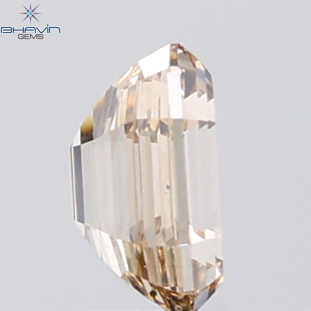 1.04 CT Emerald Diamond Natural Brown Color VS2 Clarity (6.43 MM)
