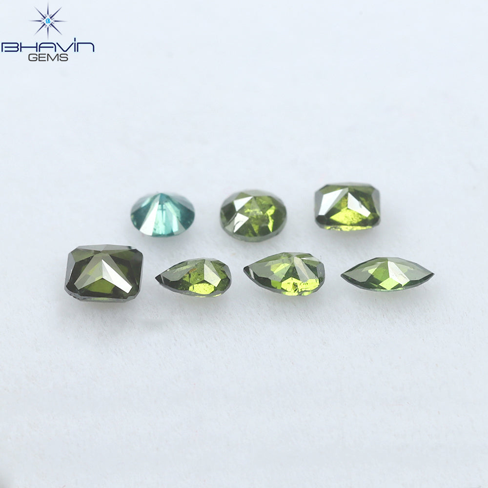 0.83 CT/7 Pcs Mix Diamond Enhanced Green-Blue Diamond Clarity SI (4.20 MM)