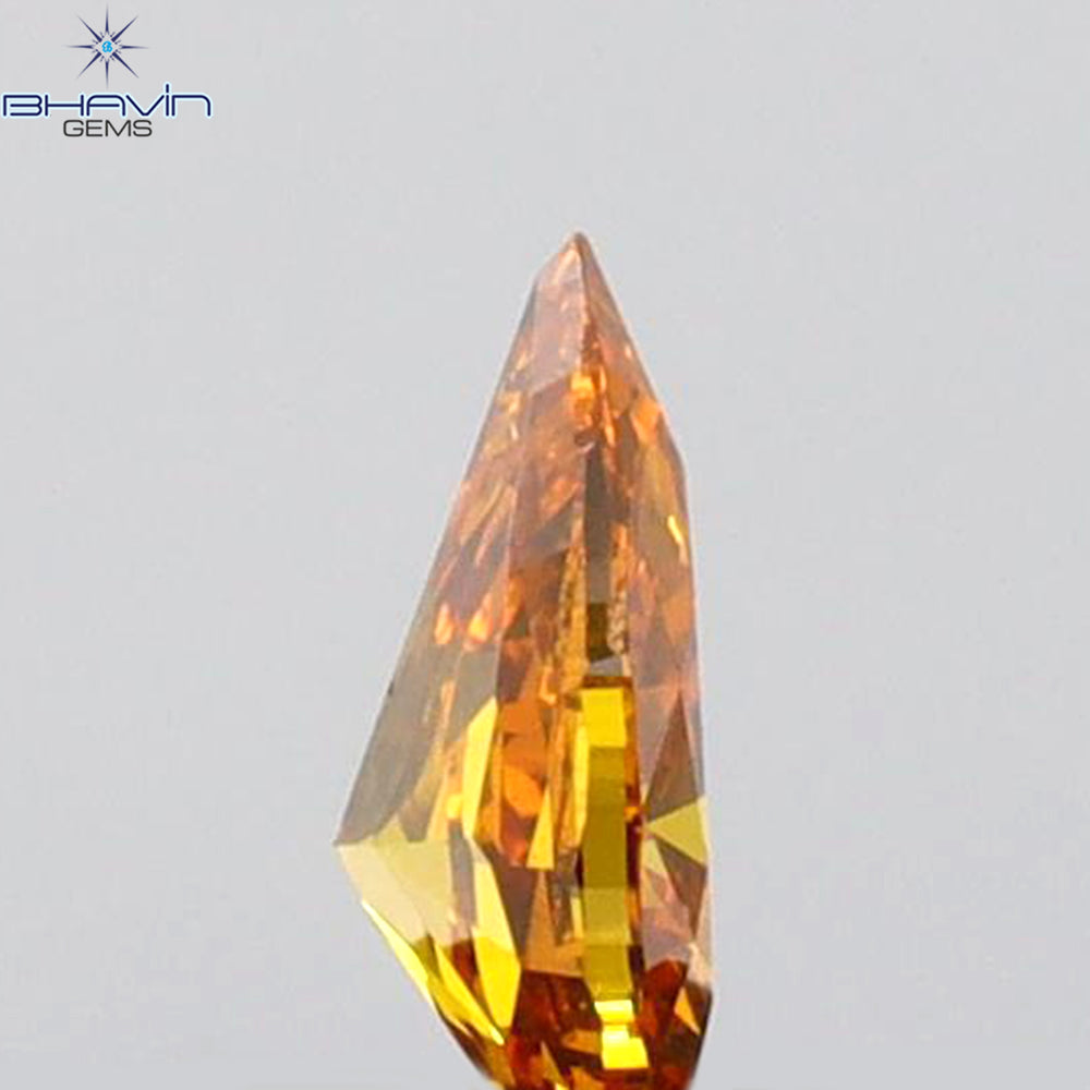 0.21 CT Pear Shape Natural Diamond Orange Color VS1 Clarity (5.04 MM)