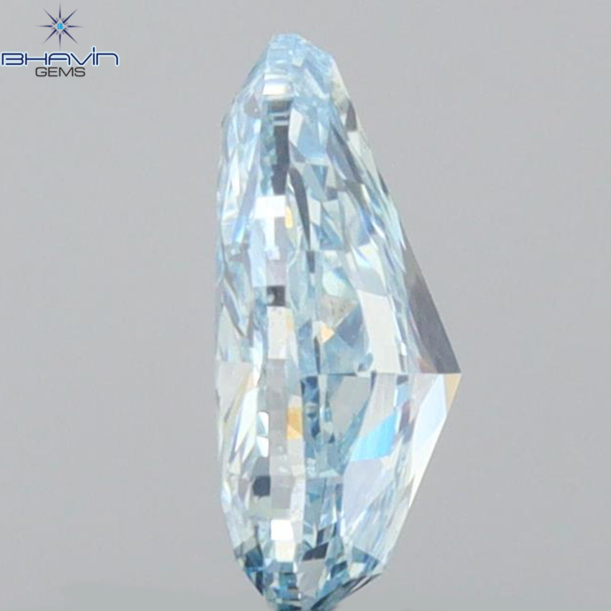 0.69 CT Natural Pear Diamond Enhanced Intense Blue Color Clarity VS1 (7.03 MM)