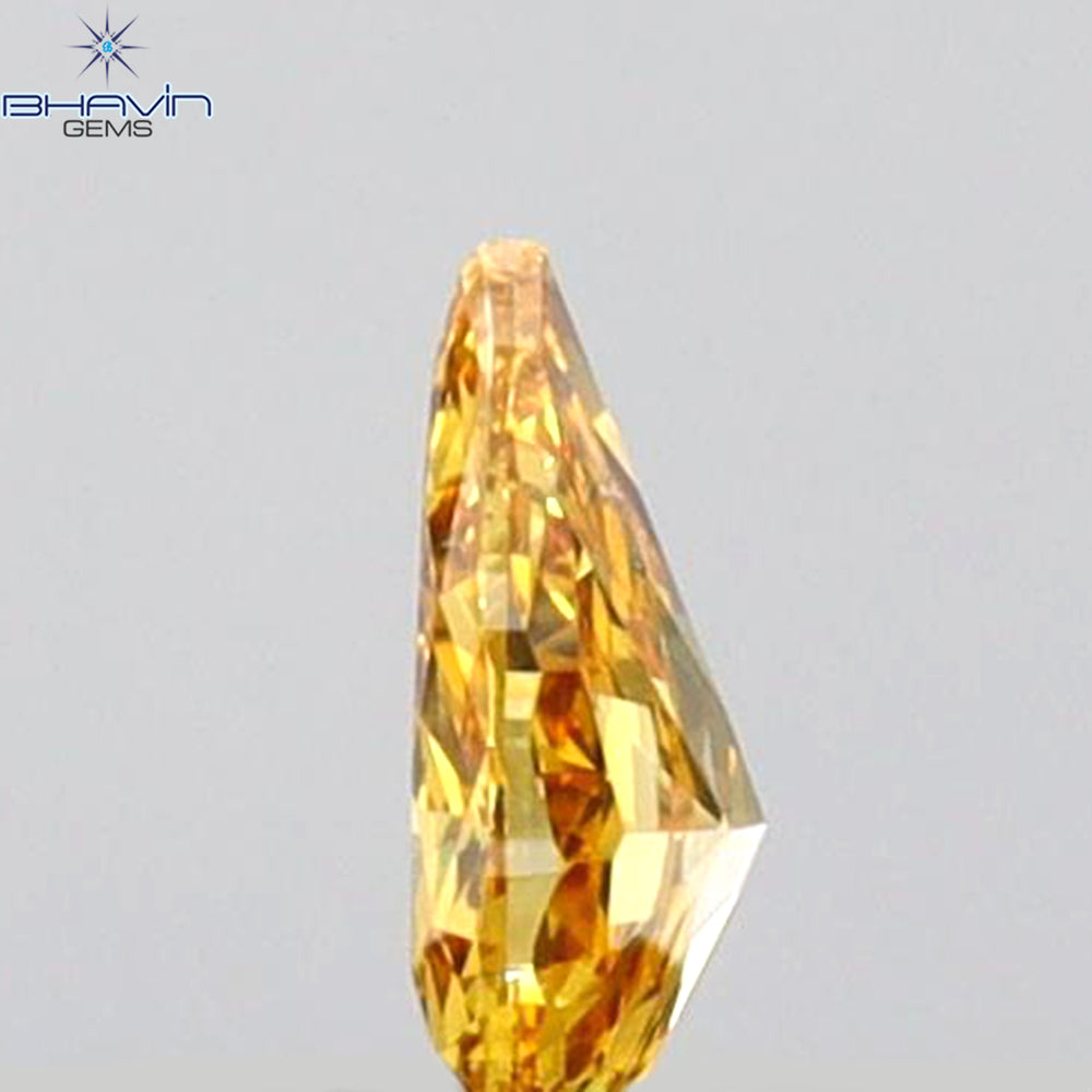 0.14 CT Pear Shape Natural Diamond Orange Color SI1 Clarity (4.41 MM)