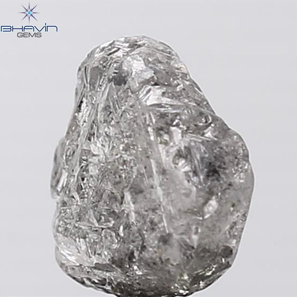 0.44 CT ラフシェイプ ナチュラル ダイヤモンド ブラック グレー (ソルト アンド パッパー) カラー I3 クラリティ (4.95 MM)