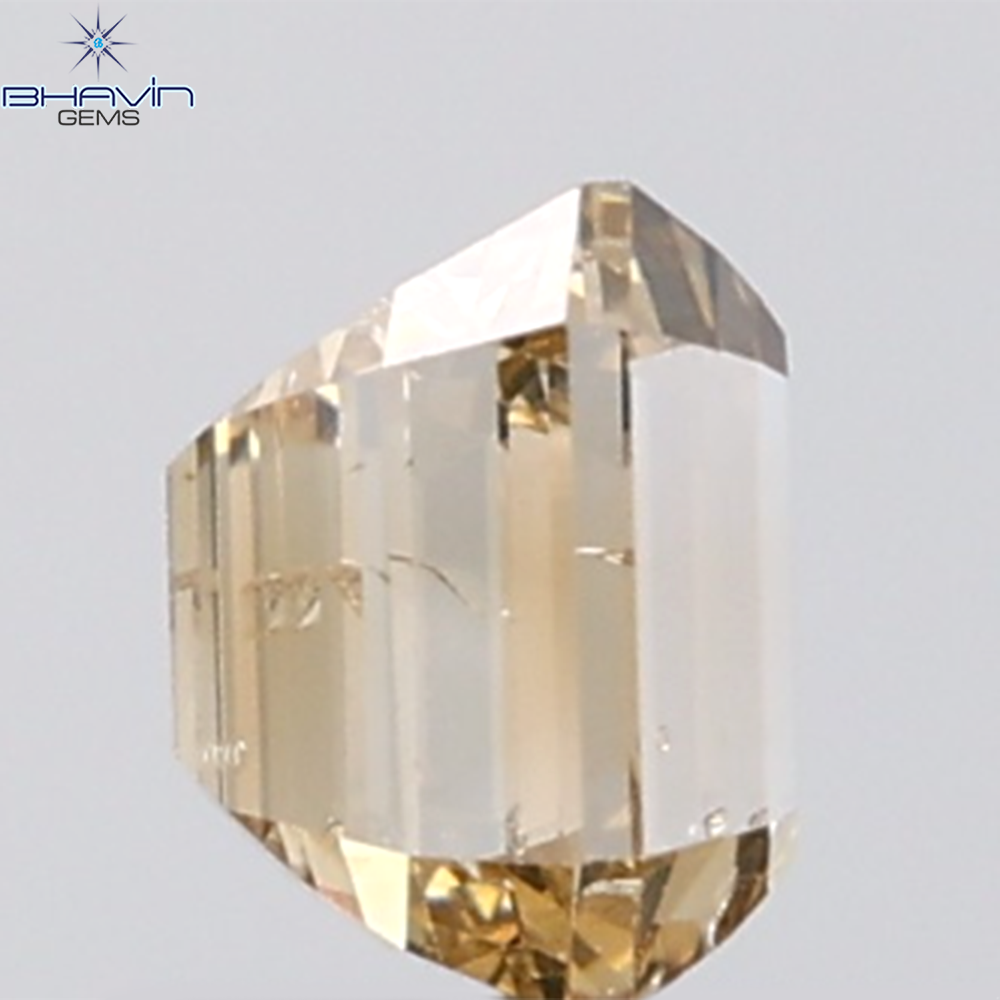 1.02 CT Emerald Diamond Natural Brown Orange Color SI1 Clarity (5.60 MM)