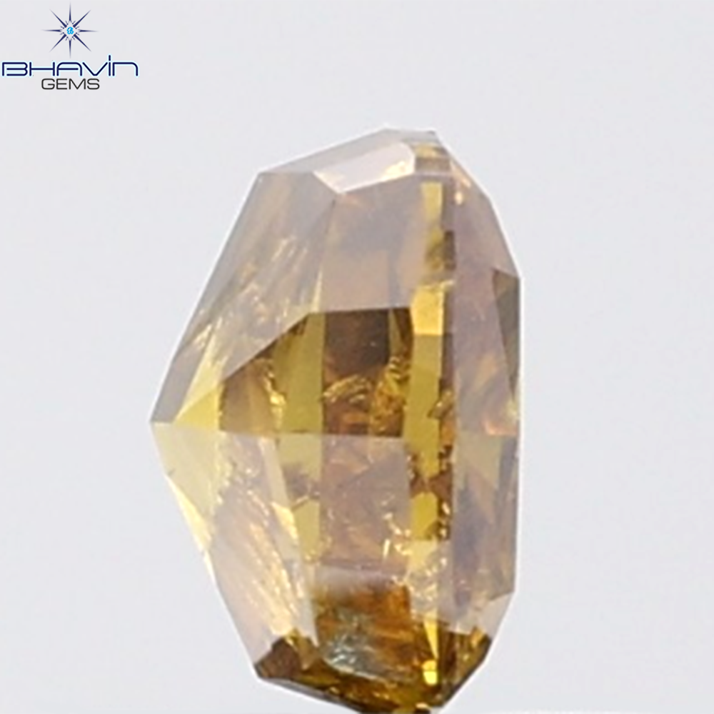 0.81 CT Cushion Diamond Natural Brown Orange Color I2 Clarity (5.13 MM)