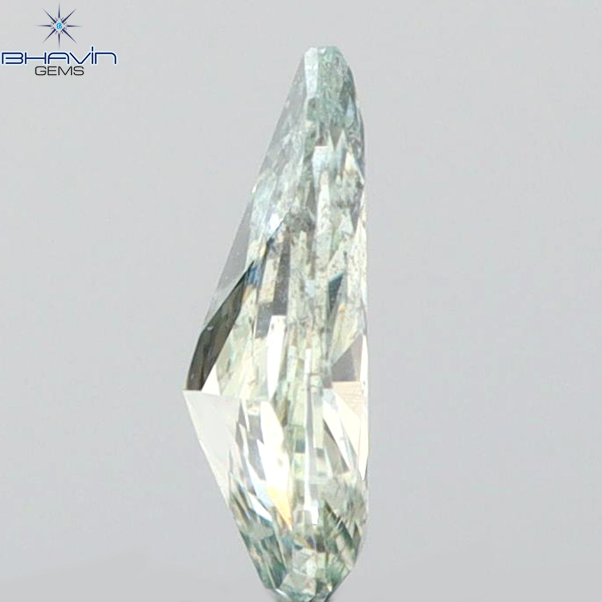 0.10 CT Natural Pear Diamond Enhanced Bluish Green Color Clarity SI1 (4.00 MM)