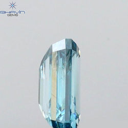 0.24 CT Emerald Shape Natural Diamond Blue Color I1 Clarity (4.29 MM)