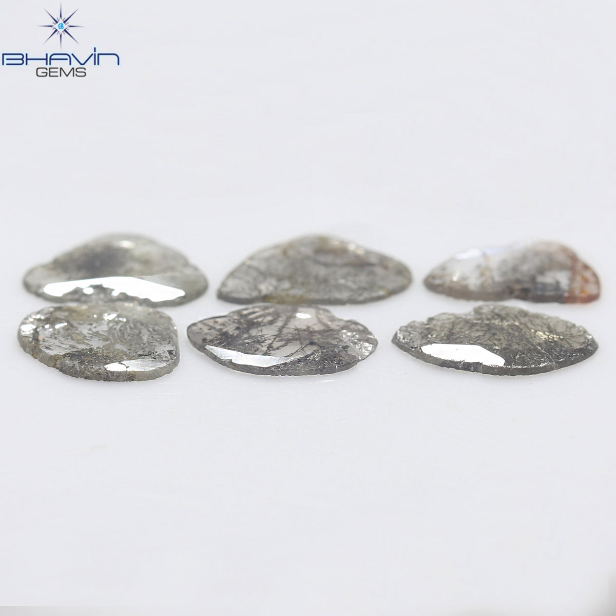 2.68 CT/6 Pcs Natural Slice Diamond Salt and Pepper Color Clarity I3 (10.12 MM)