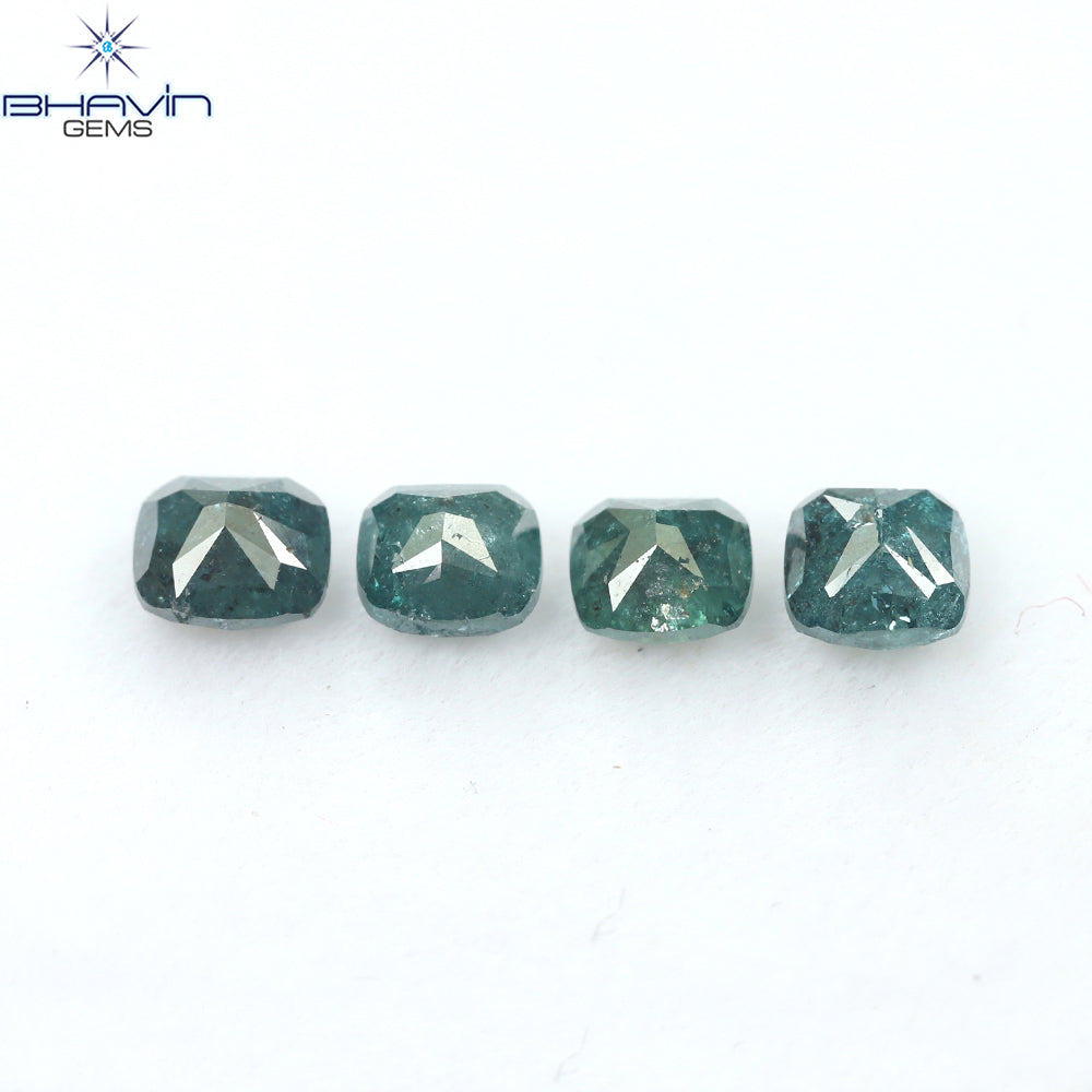 1.07 CT/4個 クッションダイヤモンド 天然ダイヤモンド ブルーダイヤモンド クラリティ I3 (3.85 MM)