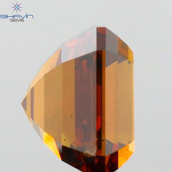 1.02 CT Emerald Diamond Enhanced Brown-Orange Color SI1 Clarity (5.24 MM)