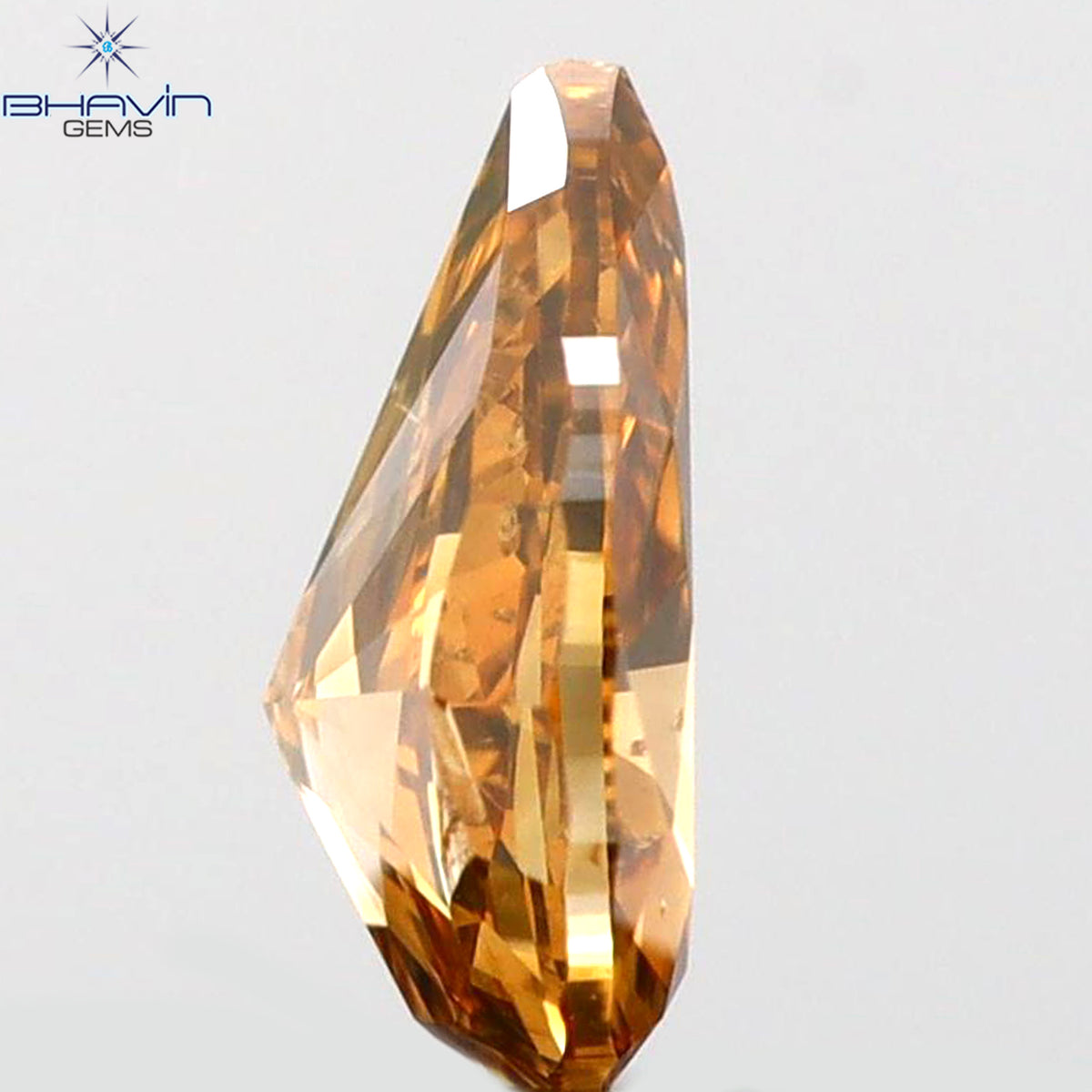 0.19 CT Natural Pear Diamond Brown Orange Color Clarity SI1 (4.82 MM)