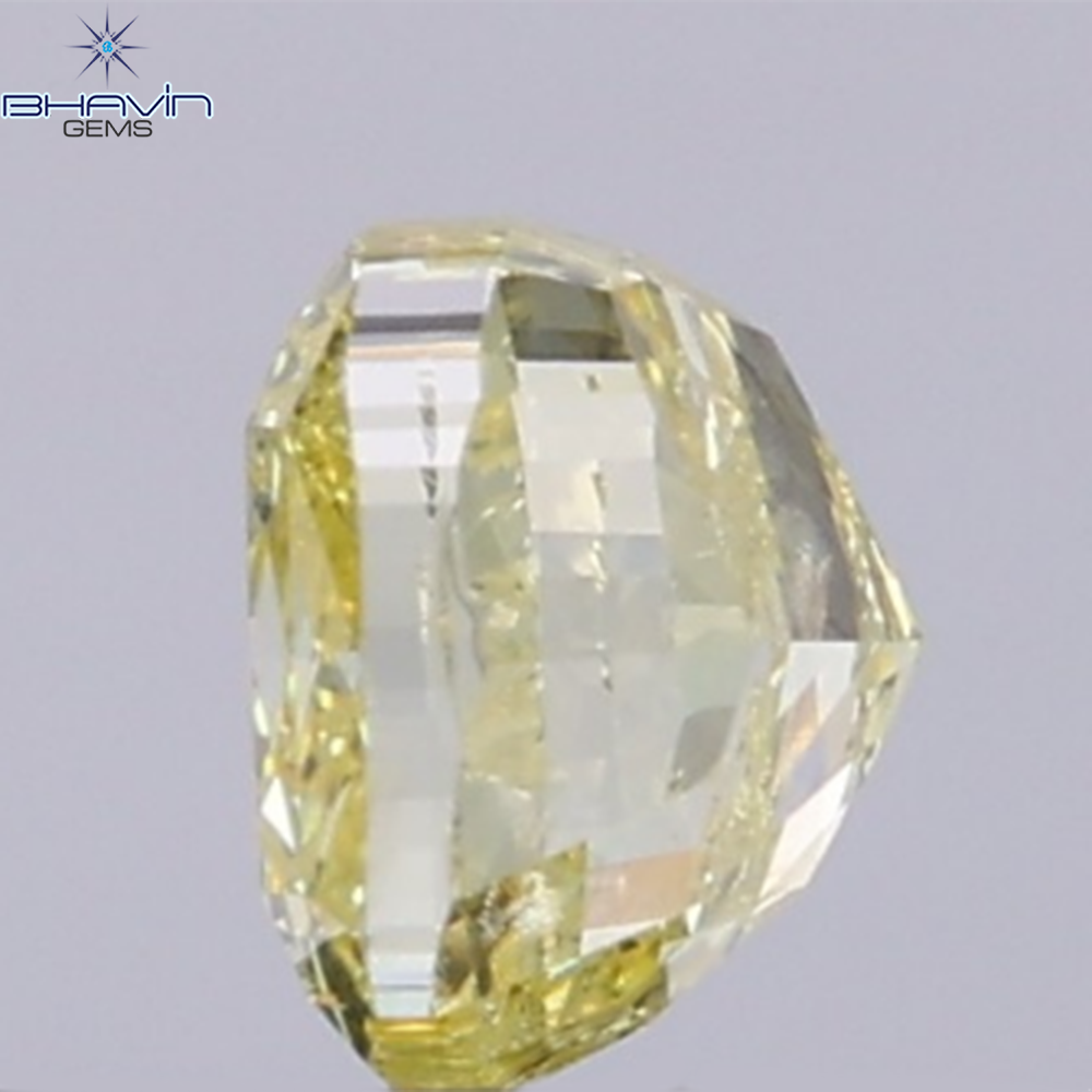 GIA Certified 1.01 CT Cushion Diamond Natural Yellow Color I2 Clarity (5.29 MM)