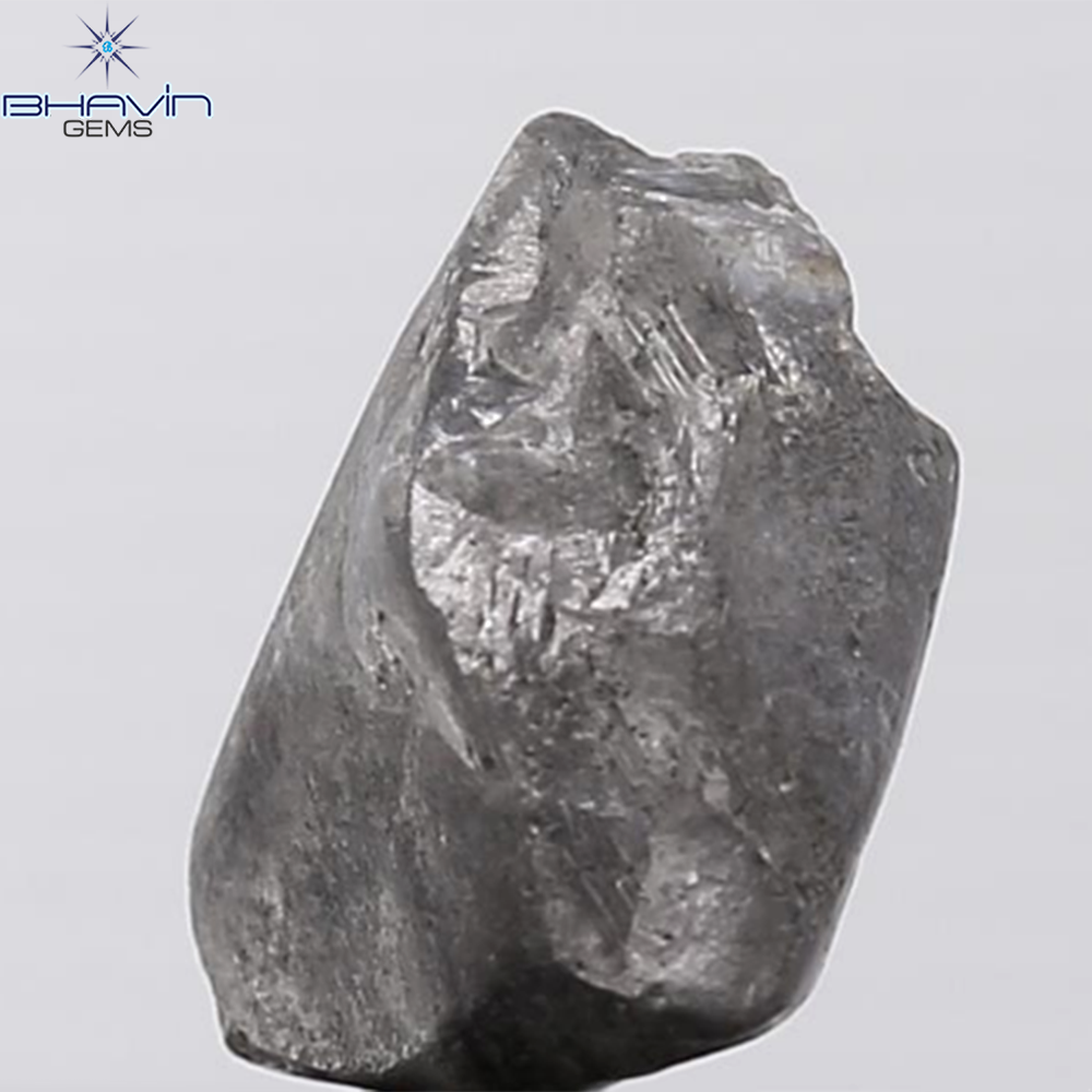 0.44 CT ラフシェイプ ナチュラル ダイヤモンド ブラック グレー (ソルト アンド パッパー) カラー I3 クラリティ (4.95 MM)