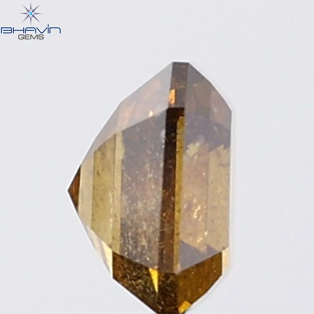 1.02 CT Asscher Diamond Natural Brown Orange Color I2 Clarity (5.53 MM)