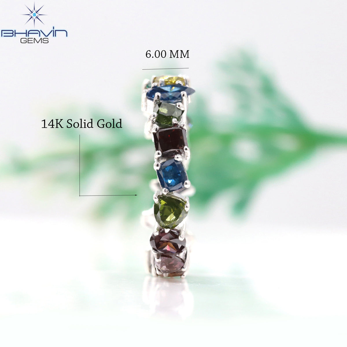 Natural Multi-Color Diamond Mixed Shape Eternity Band