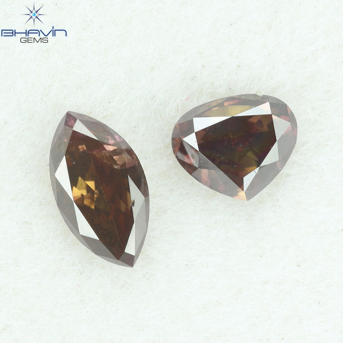 0.34 CT/3 ピース ミックス シェイプ ナチュラル ダイヤモンド グリーン ピンク カラー I1 クラリティ (4.37 MM)