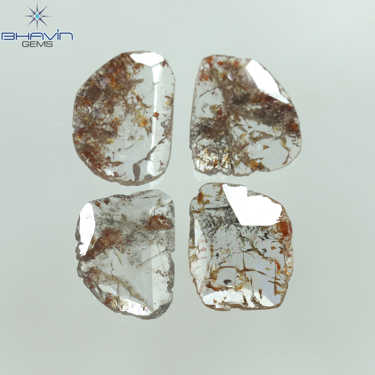 3.57 CT/5 ピース スライス シェイプ ナチュラル ルース ダイヤモンド ブラウン カラー I3 クラリティ (11.59 MM)