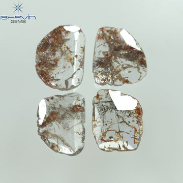 3.57 CT/5 ピース スライス シェイプ ナチュラル ルース ダイヤモンド ブラウン カラー I3 クラリティ (11.59 MM)