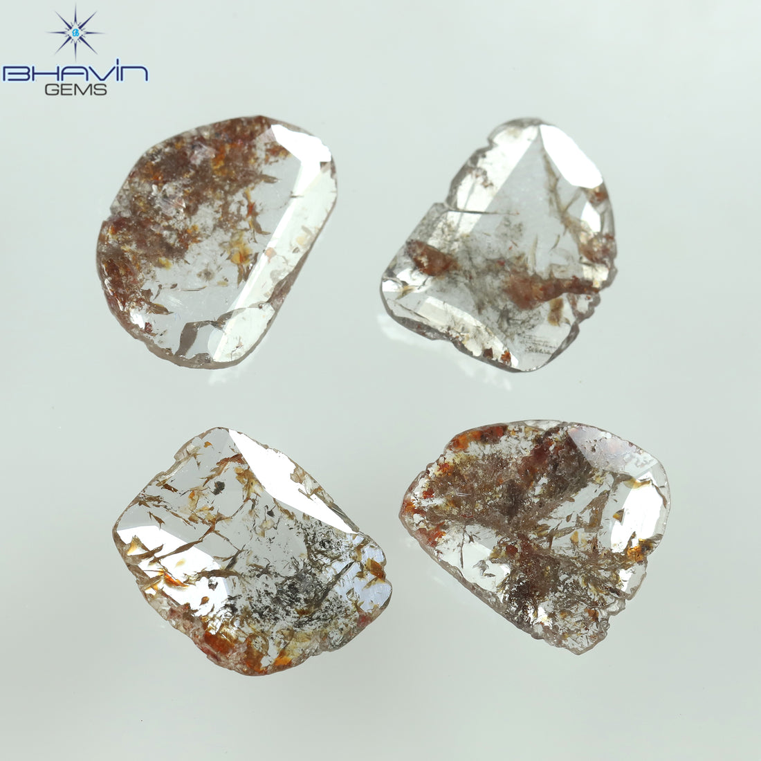 1.57 CT/4 Pcs Natural Slice Diamond Brown Color Clarity I3 (8.64 MM)