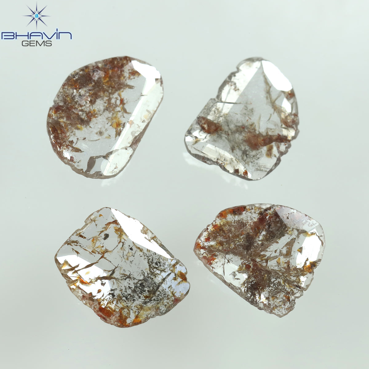 3.57 CT/5 ピース スライス シェイプ ナチュラル ルース ダイヤモンド ブラウン カラー I3 クラリティ (11.59 MM)