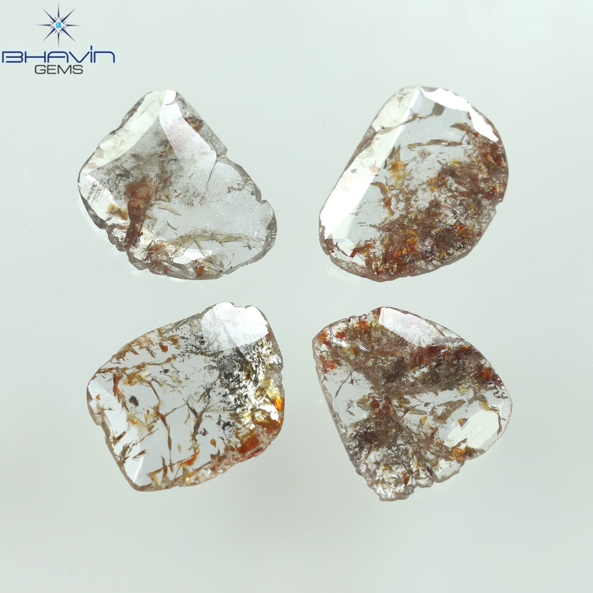 3.57 CT/5 ピース スライス シェイプ ナチュラル ルース ダイヤモンド ブラウン カラー I3 クラリティ (11.59 MM)