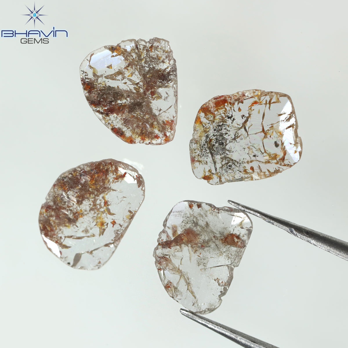 3.57 CT/5 ピース スライス シェイプ ナチュラル ルース ダイヤモンド ブラウン カラー I3 クラリティ (11.59 MM)