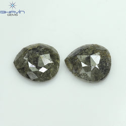 3.08 CT/2 PCS Pear(Heart) Shape Natural Diamond Brown Color I3 Clarity (8.21 MM)