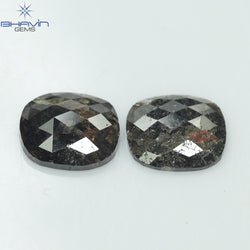 2.16 CT/2 Pcs Cushion Shape Natural Diamond Salt And Papper Color I3 Clarity (7.87 MM)
