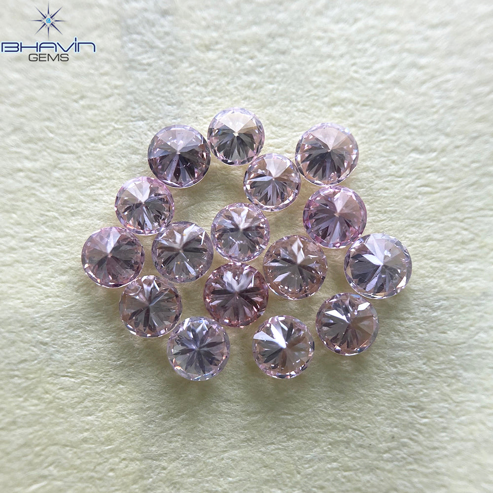 0.18 CT ラウンド ローズ カット シェイプ 天然ダイヤモンド ピンク色 I2 クラリティ (3.86 MM)