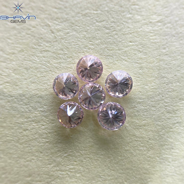 0.46 CT(6 Pcs) Round Natural Diamond Pink Color VS Clarity