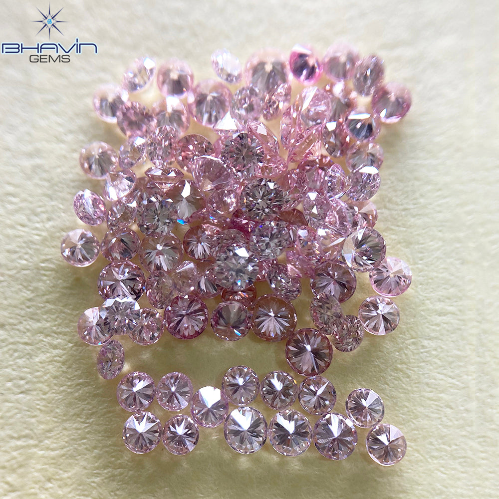 2.04 CT(95 Pcs) Round Natural Diamond Pink Color VS-SI Clarity