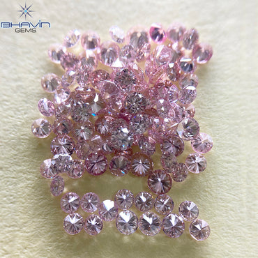 2.04 CT(95 Pcs) Round Natural Diamond Pink Color VS-SI Clarity