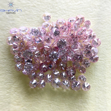 2.04 CT(95 Pcs) Round Natural Diamond Pink Color VS-SI Clarity