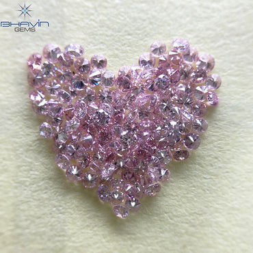 1.31 CT(122 Pcs) Round Natural Diamond Pink Color VS-SI Clarity